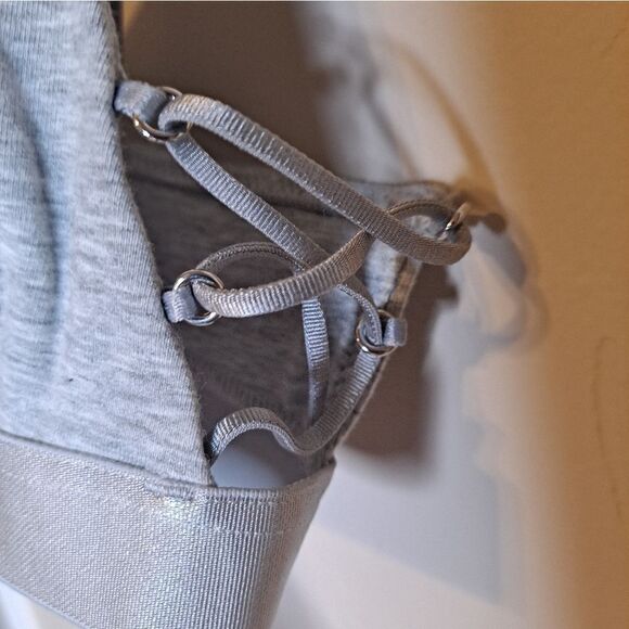 NWT AERIE Gray Strappy Side Cutout Square-neck Bralette size Small - Picture 2 of 6